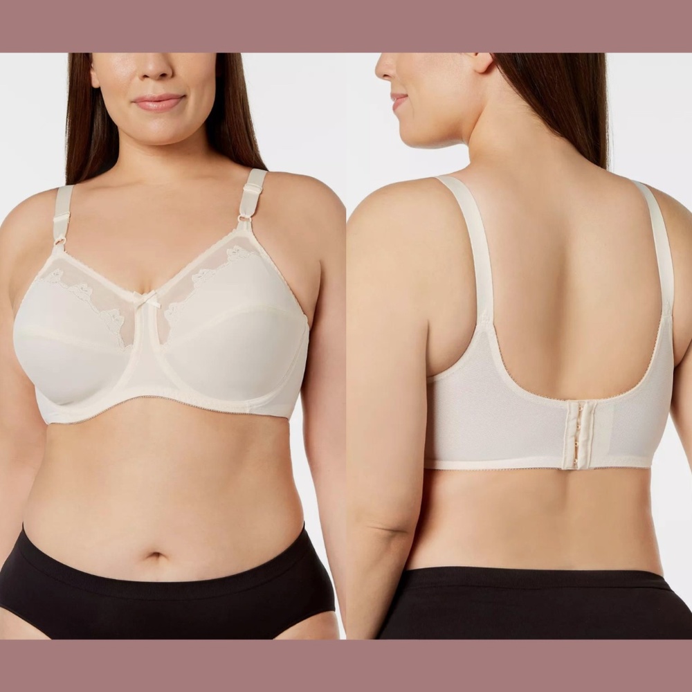 NWT $40 Bali [ 40DD ] 0180 Flower Full-Figure Underwire Bra‎ in Light Beige